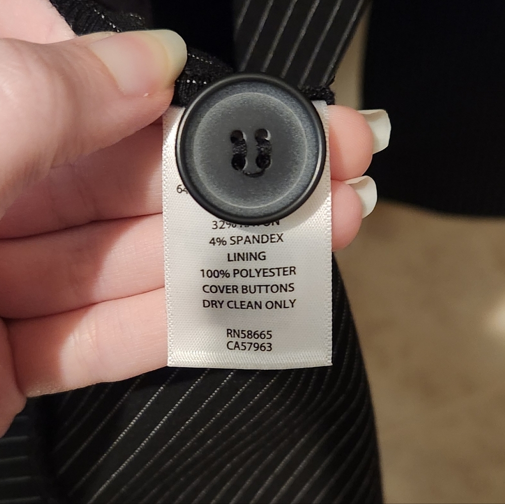 (Open Edit) Pinstripe Double Breasted Blazer, Color Black, Size S - Picture 5 of 5